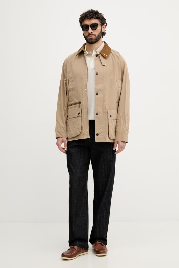 Barbour prechodná bunda pánska s bavlnou Bedale MCA1091 béžová SS26