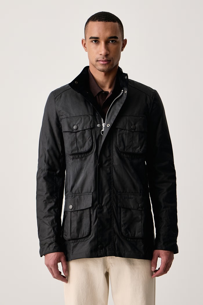Barbour Kurtka przejściowa męska woskowana Corbridge granatowy MWX0340