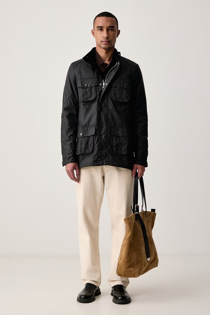 Barbour Kurtka przejściowa męska woskowana Corbridge MWX0340 granatowy SS26