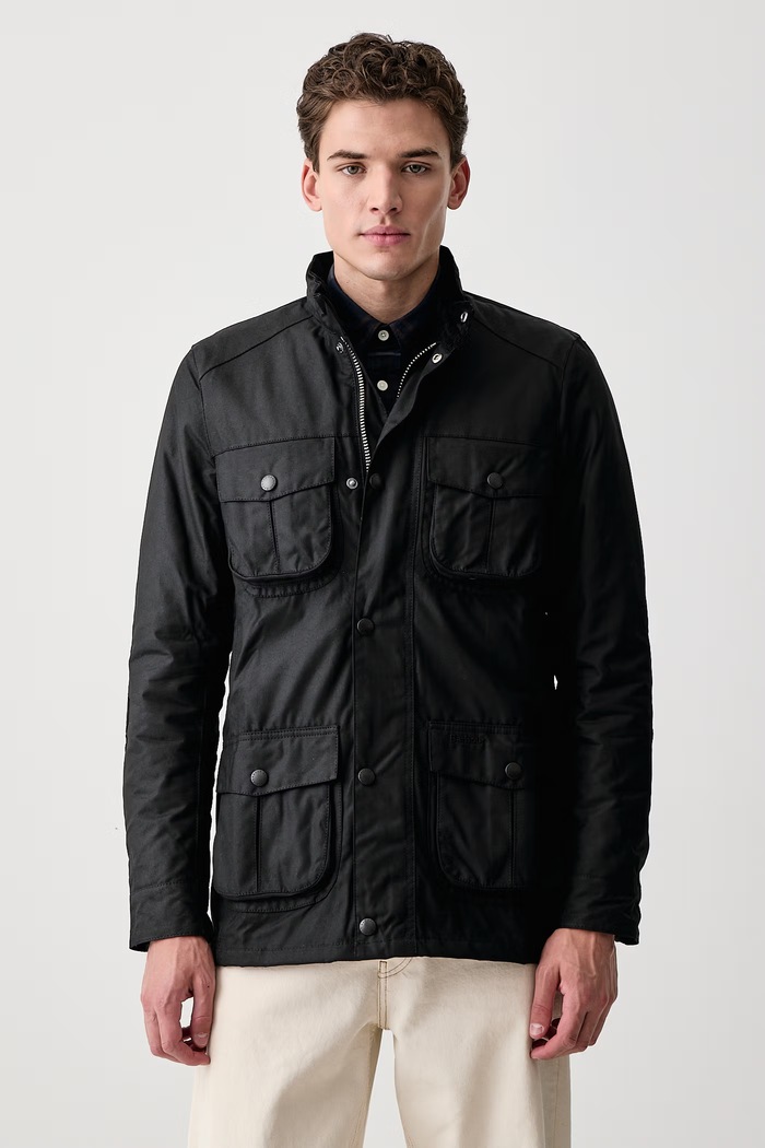 Barbour Kurtka przejściowa męska woskowana Corbridge czarny MWX0340