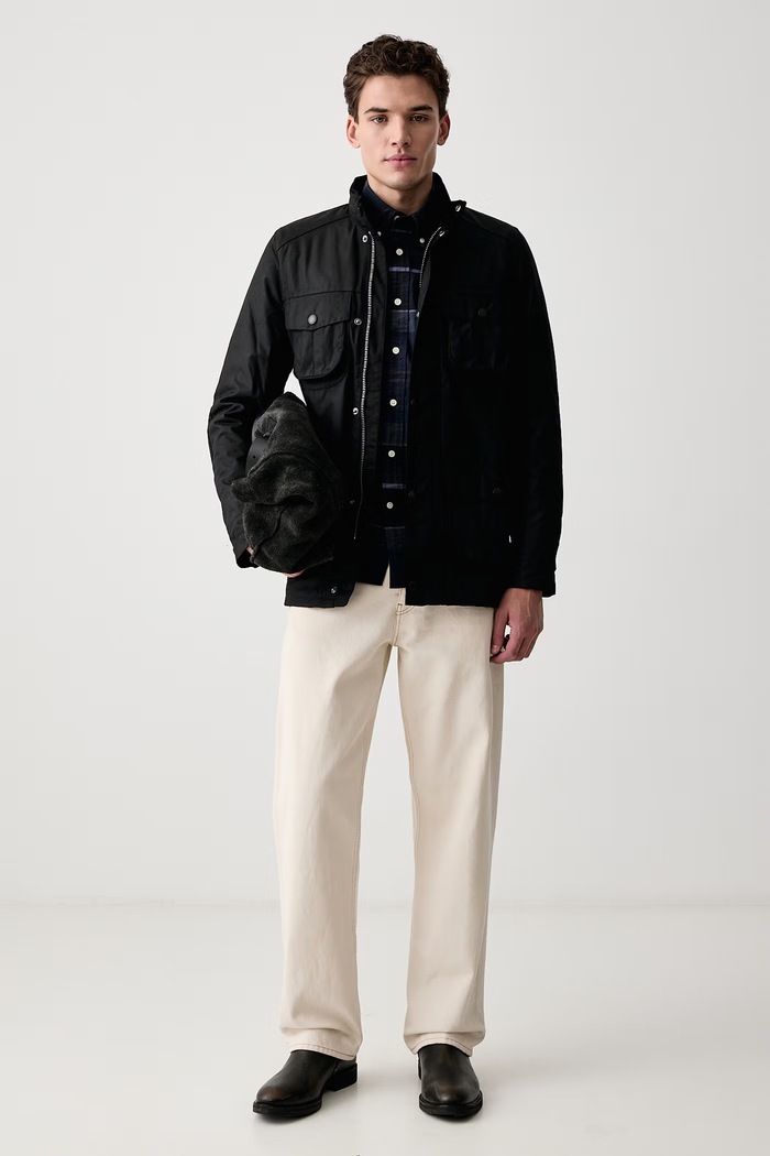 Barbour Kurtka przejściowa męska woskowana Corbridge MWX0340 czarny SS26