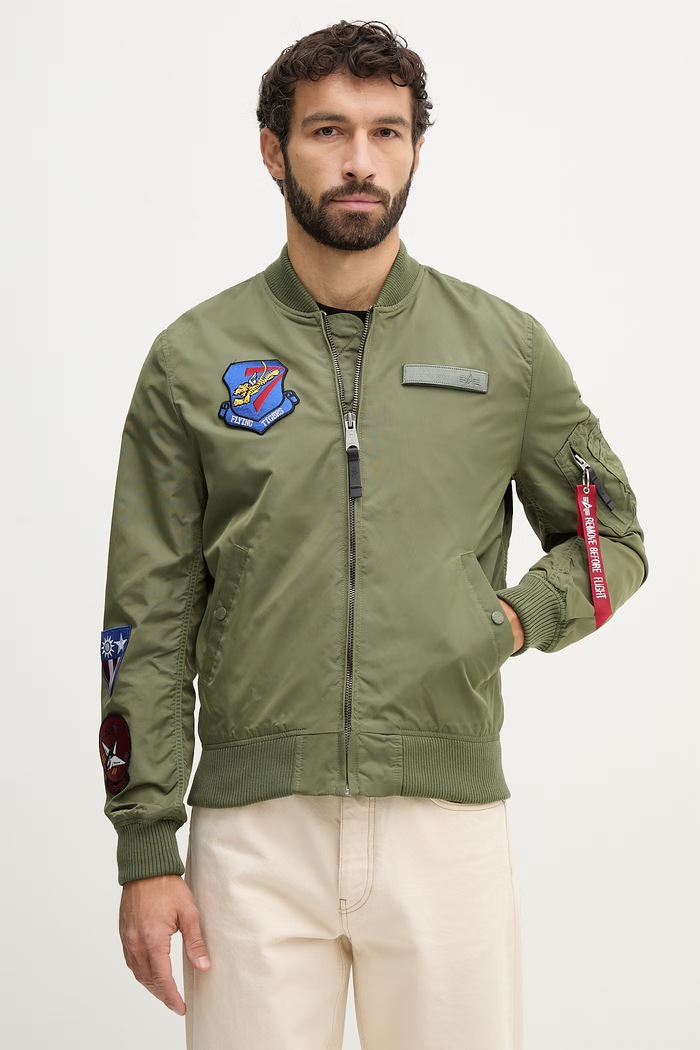 Alpha Industries geacă bomber MA-1 TT Flying Tigers Light cu captuseala verde 156129.01