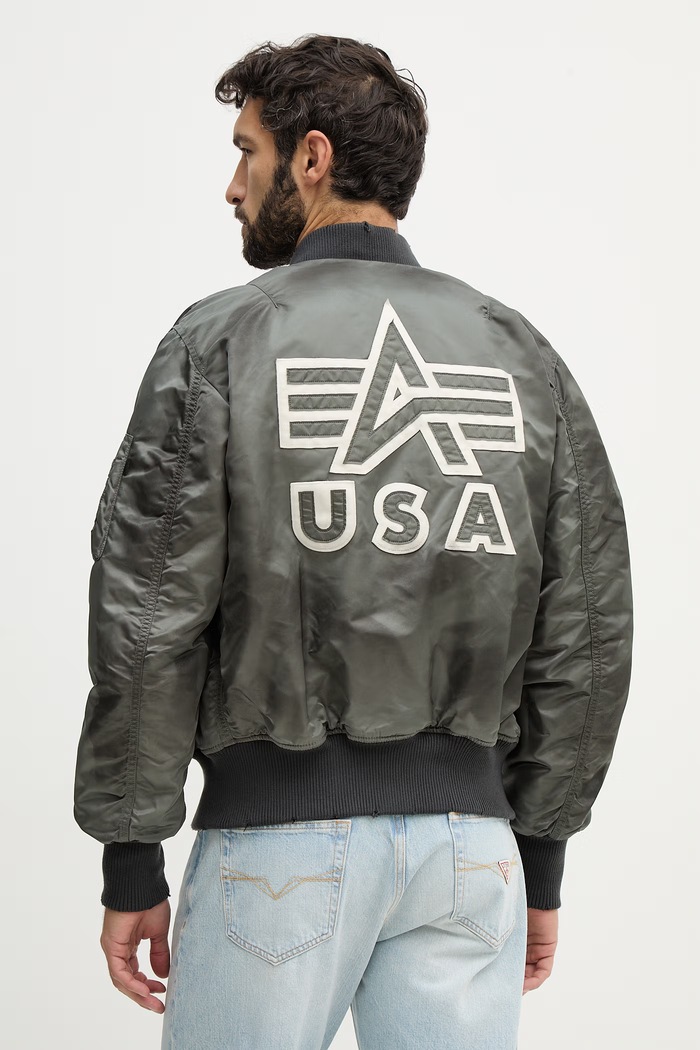 Alpha Industries geacă bomber MA-1 Distressed cu captuseala verde 258128