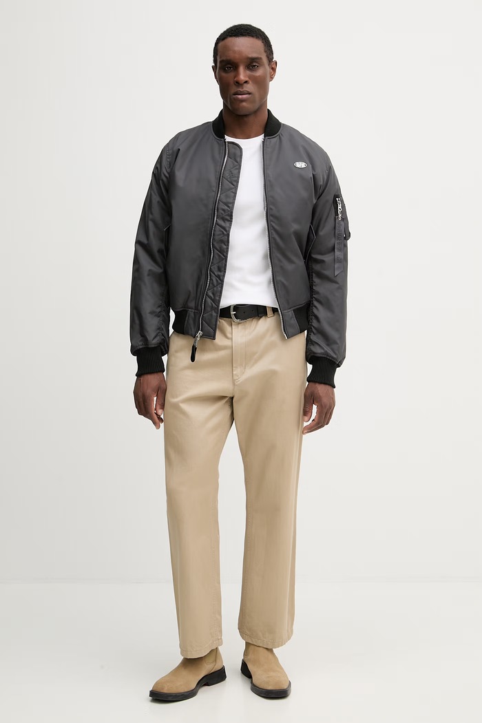 Alpha Industries geacă bomber World Logo MA-1 266102 gri SS26