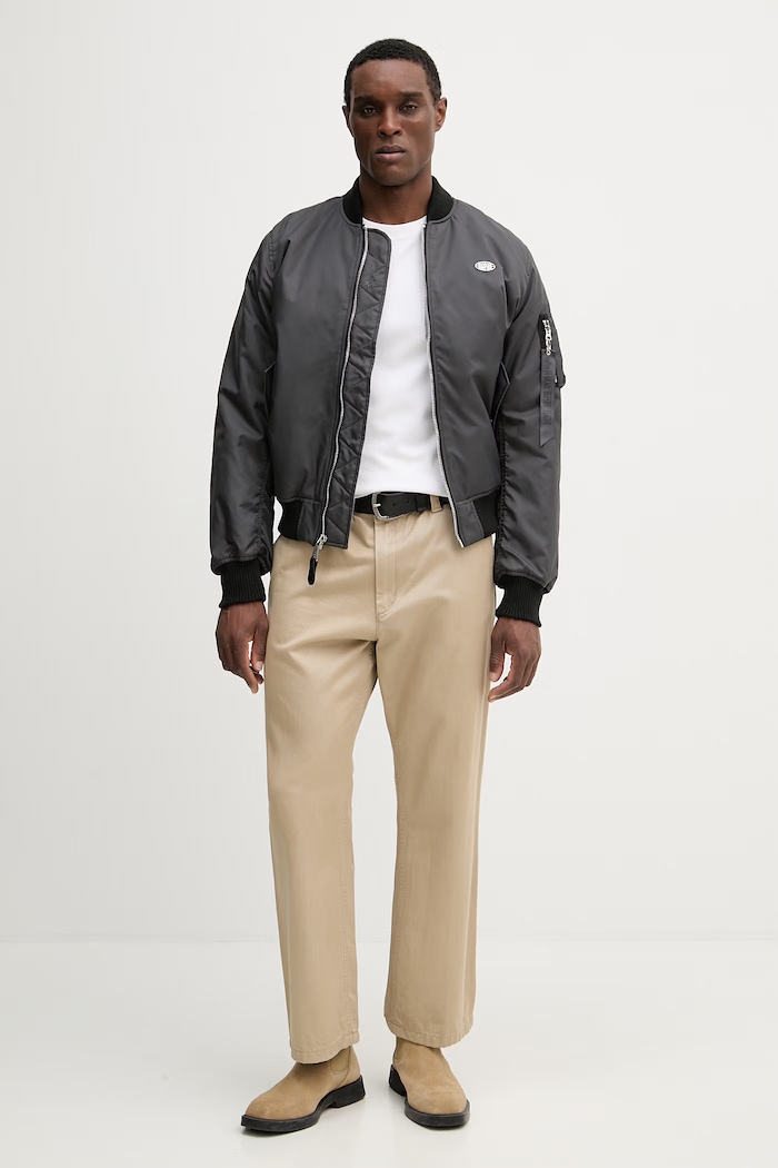 Alpha Industries geacă bomber World Logo MA-1 266102 gri SS26