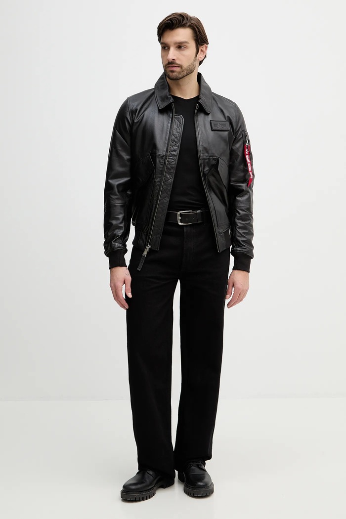 Kožená bunda Alpha Industries CWU-45/P Leather 266106 černá SS26