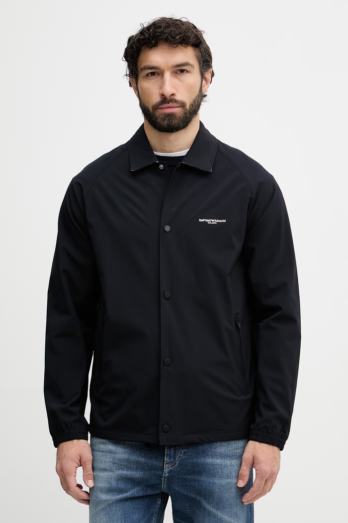 Emporio Armani kurtka przejściowa męska z wiskozą granatowy EM004691.AF21368