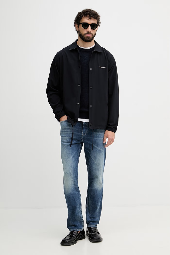 Emporio Armani kurtka przejściowa męska z wiskozą EM004691.AF21368 granatowy SS26