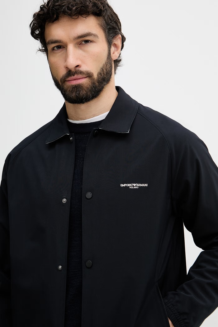 Emporio Armani kurtka przejściowa męska z wiskozą granatowy EM004691.AF21368