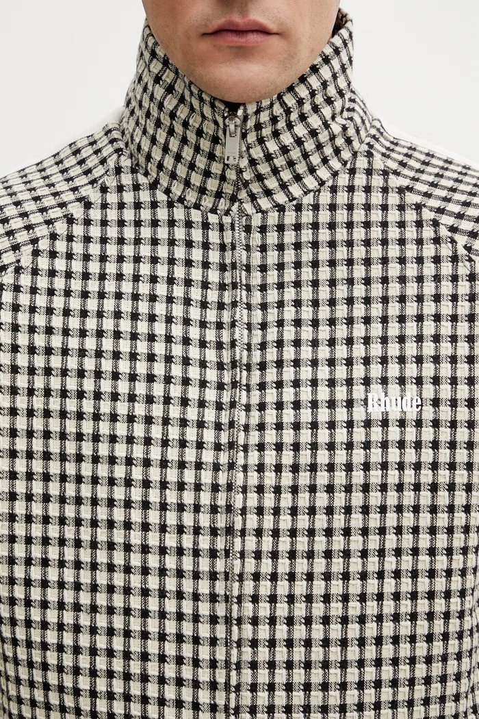 RHUDE Gingham Hamptons prechodná bunda pánska s vlnou béžová RHSS26JA01195