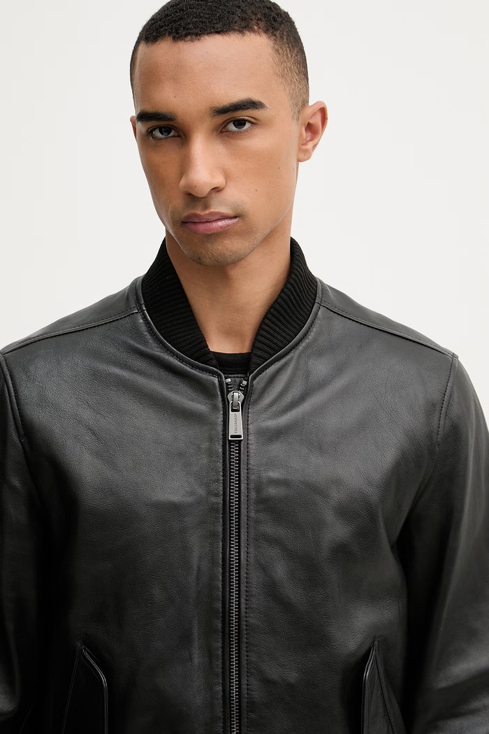 Trussardi bunda bomber pánska kožená čierna R302M000053N