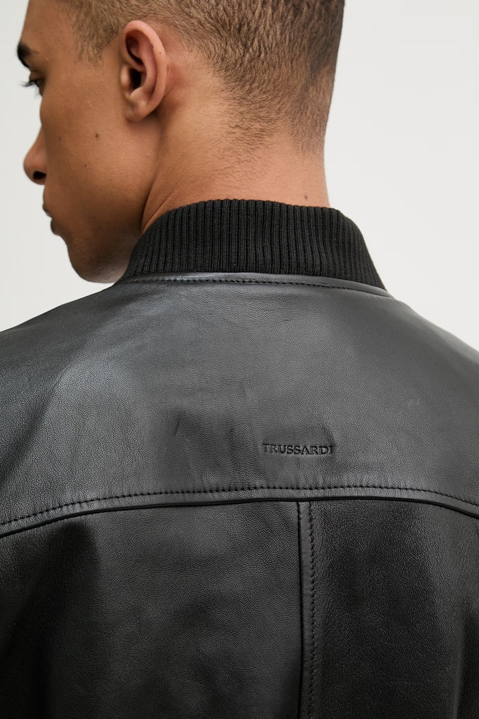Trussardi bunda bomber pánska kožená R302M000053N čierna