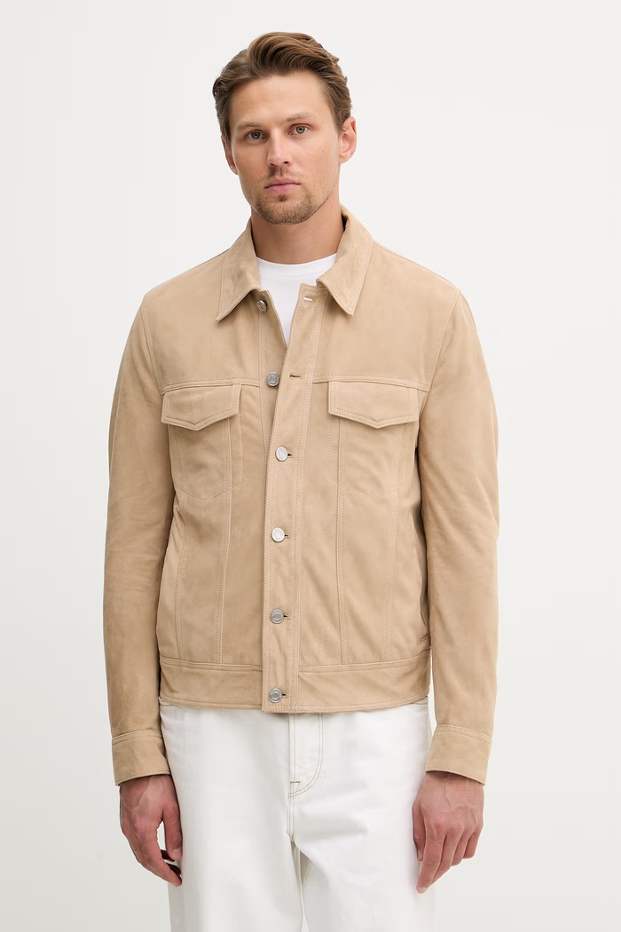 Trussardi kurtka męska zamszowa beżowy R315M000052N
