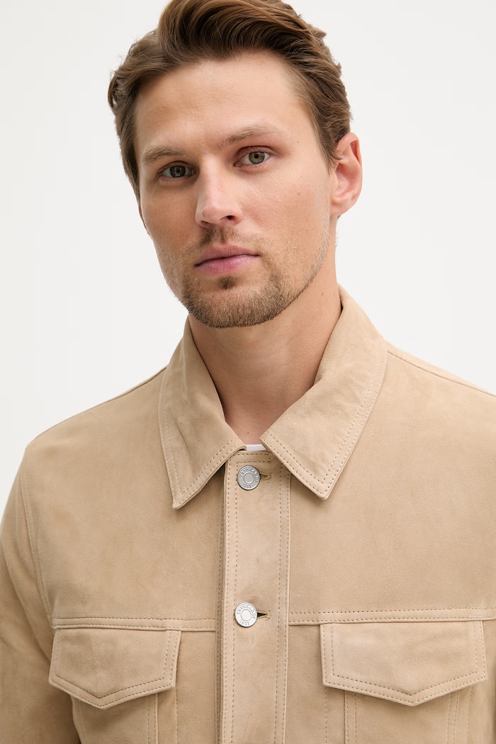 Trussardi kurtka męska zamszowa beżowy R315M000052N
