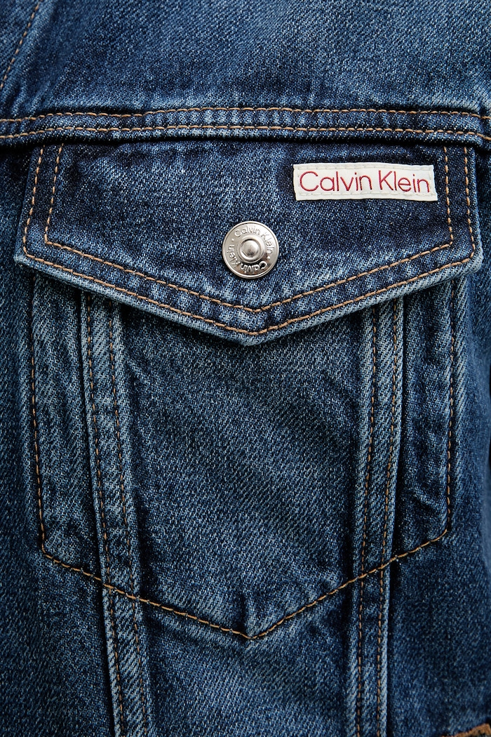 Calvin Klein Jeans džínsová bunda pánska bavlnená LV04RF705G tmavomodrá