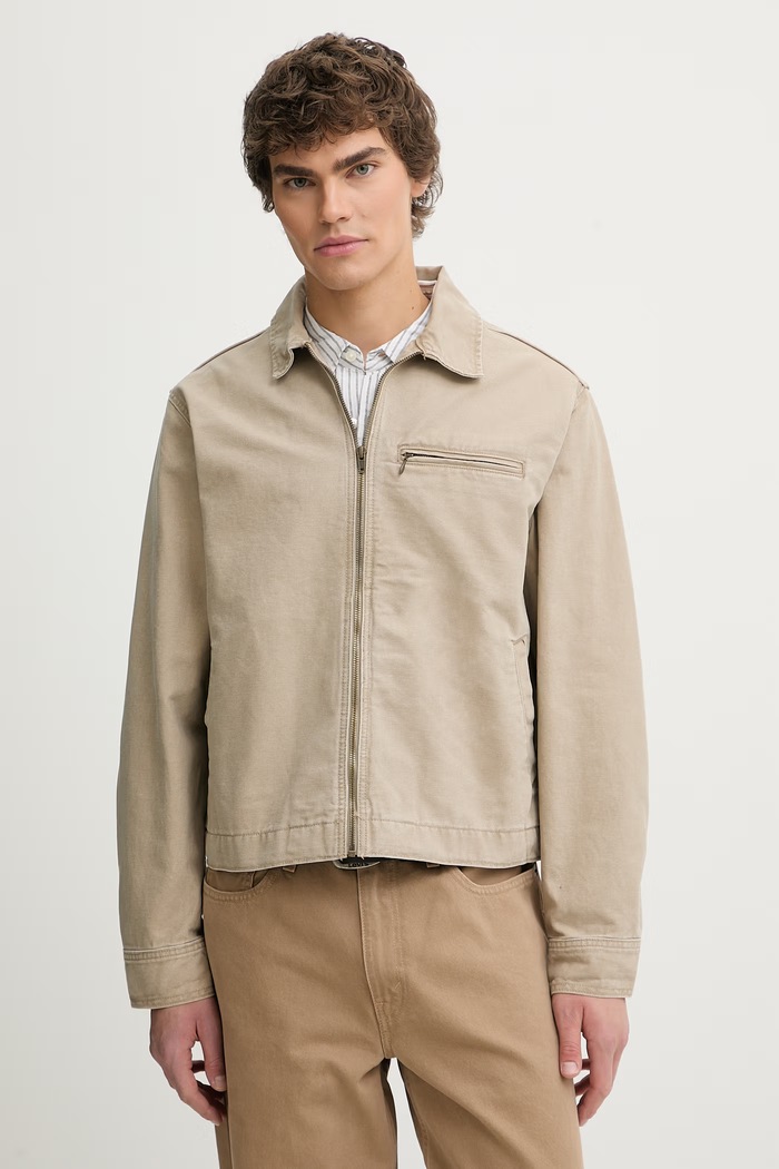 Levi's kurtka jeansowa CRISTOBAL GARAGE bez kaptura beżowy 005BL.0003