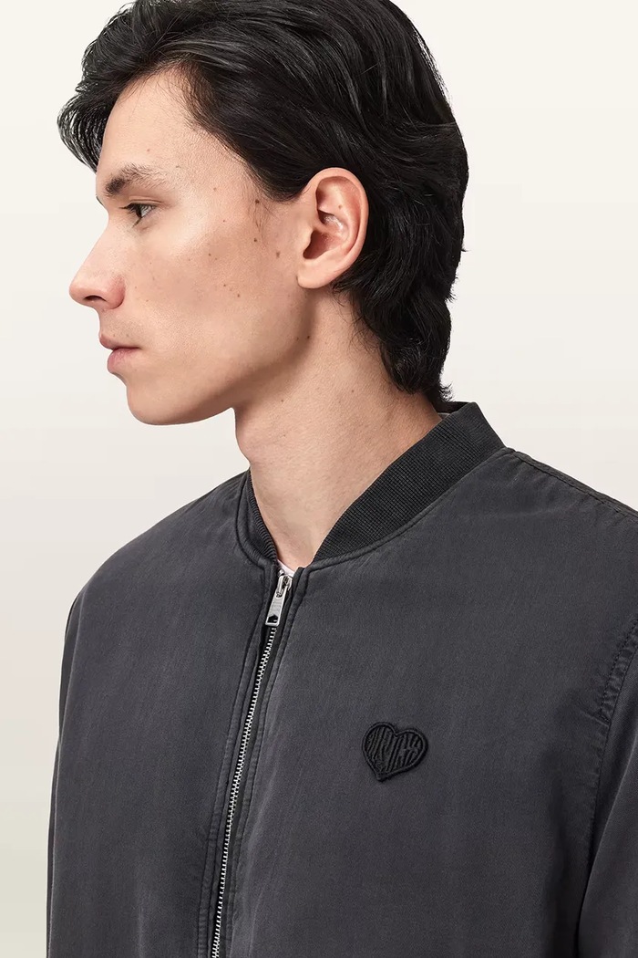 AllSaints bunda bomber pánska bavlnená FORRES M057OD čierna
