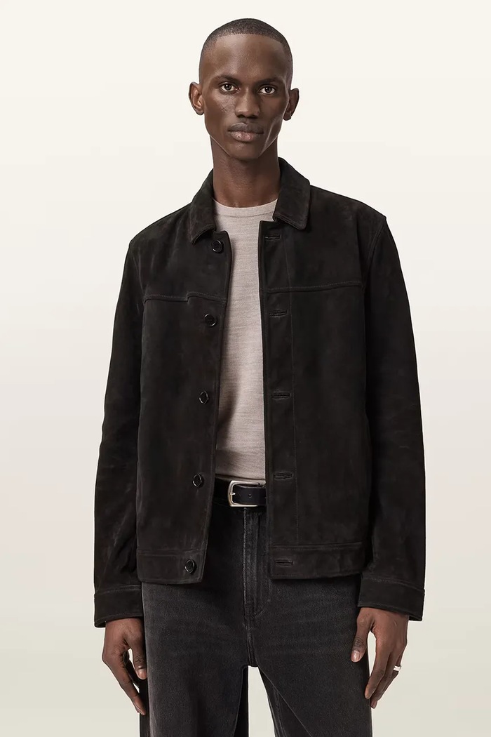 AllSaints geacă de piele NATES cu captuseala negru M002LE