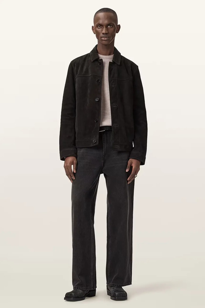 Îmbrăcăminte AllSaints geacă de piele NATES M002LE negru