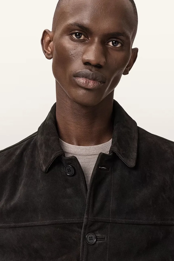 AllSaints geacă de piele NATES negru M002LE