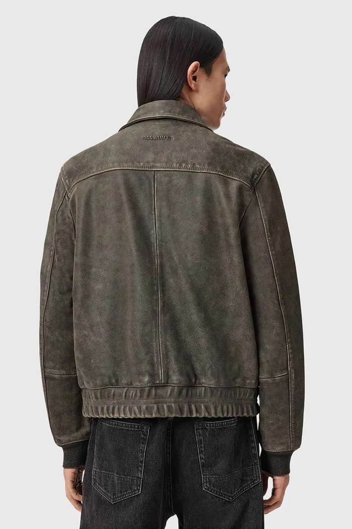 Δερμάτινο μπουφάν AllSaints MARLAND M003LE καφέ SS26