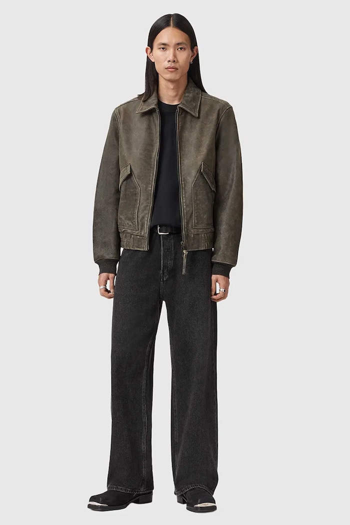 Ρούχα Δερμάτινο μπουφάν AllSaints MARLAND M003LE καφέ