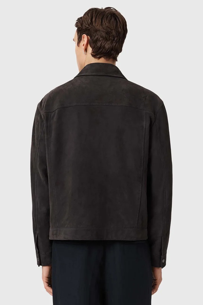 AllSaints bunda pánska semišová SHELTON M051LD čierna SS26