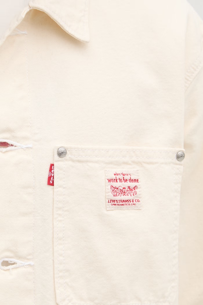 Levi's džínsová bunda pánska bavlnená SUNRISE TRUCKER x WORKWEAR A4820.0026 béžová