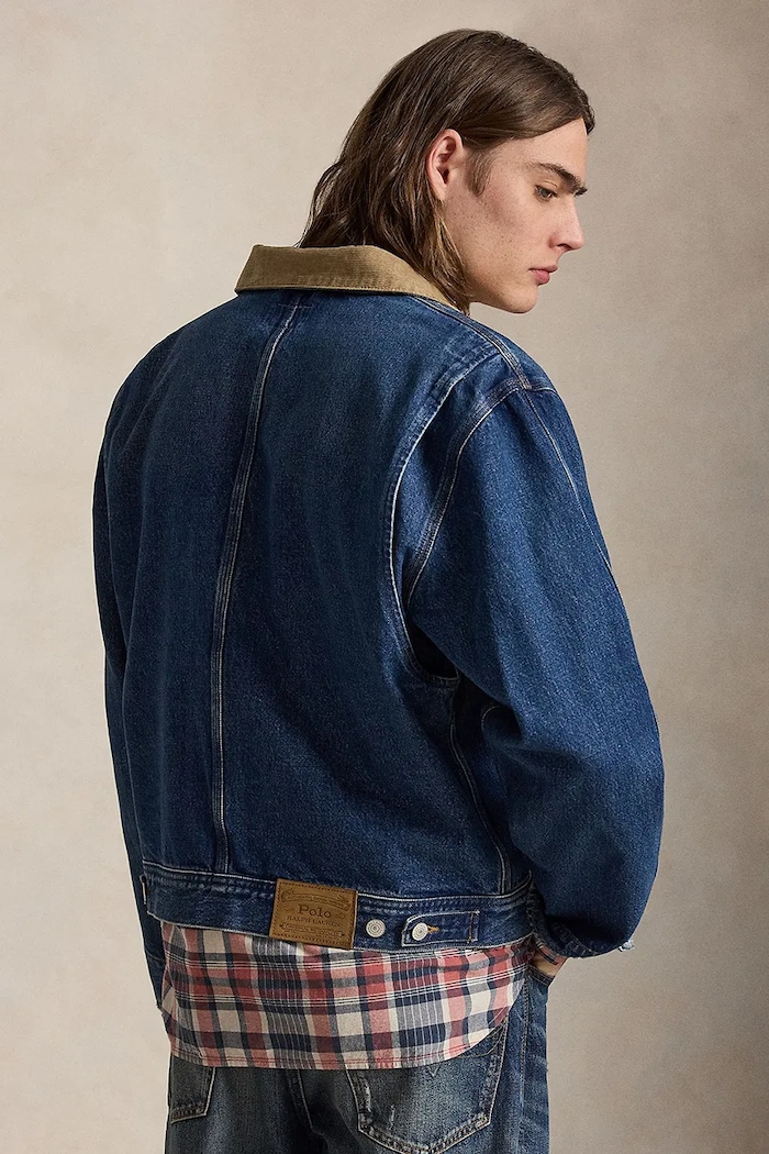 Polo Ralph Lauren Džínsová bunda pánska rifľová 710P08157 tmavomodrá SS26