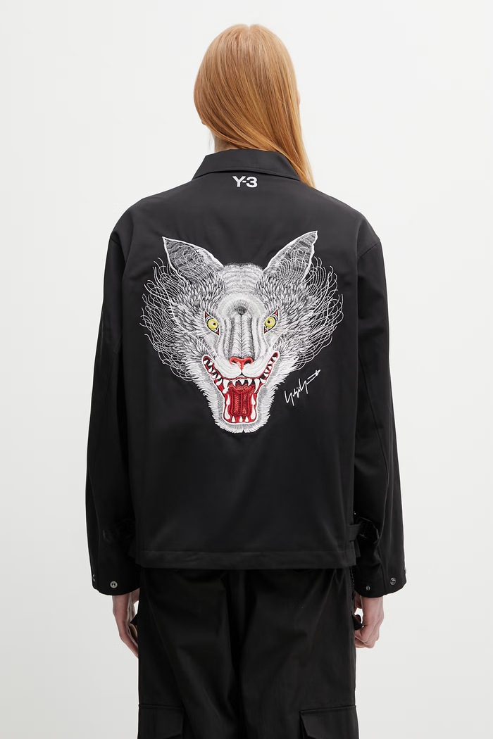 Îmbrăcăminte Y-3 x F1 WOLF JKT geacă sport cu bumbac pentru bărbați KR2375 negru