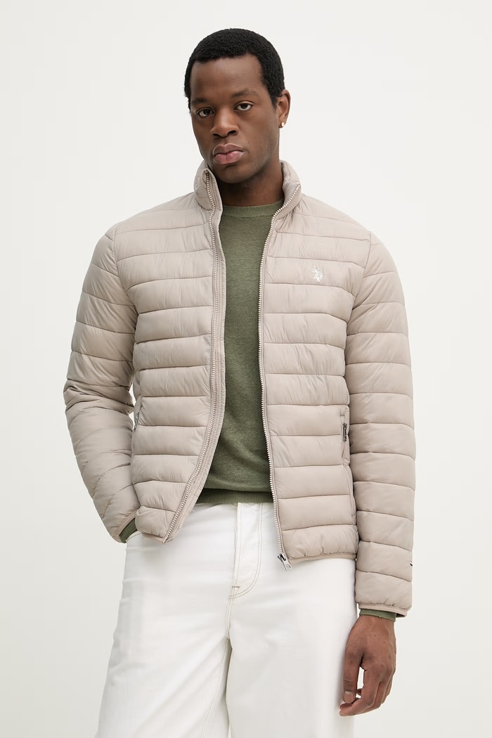 U.S. Polo Assn. jachetă pentru bărbați LIGHTWEIGHT BOUND QUILTED cu captuseala gri MUP3905