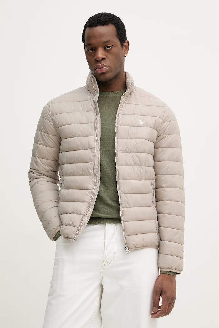 U.S. Polo Assn. jachetă pentru bărbați LIGHTWEIGHT BOUND QUILTED cu captuseala gri MUP3905