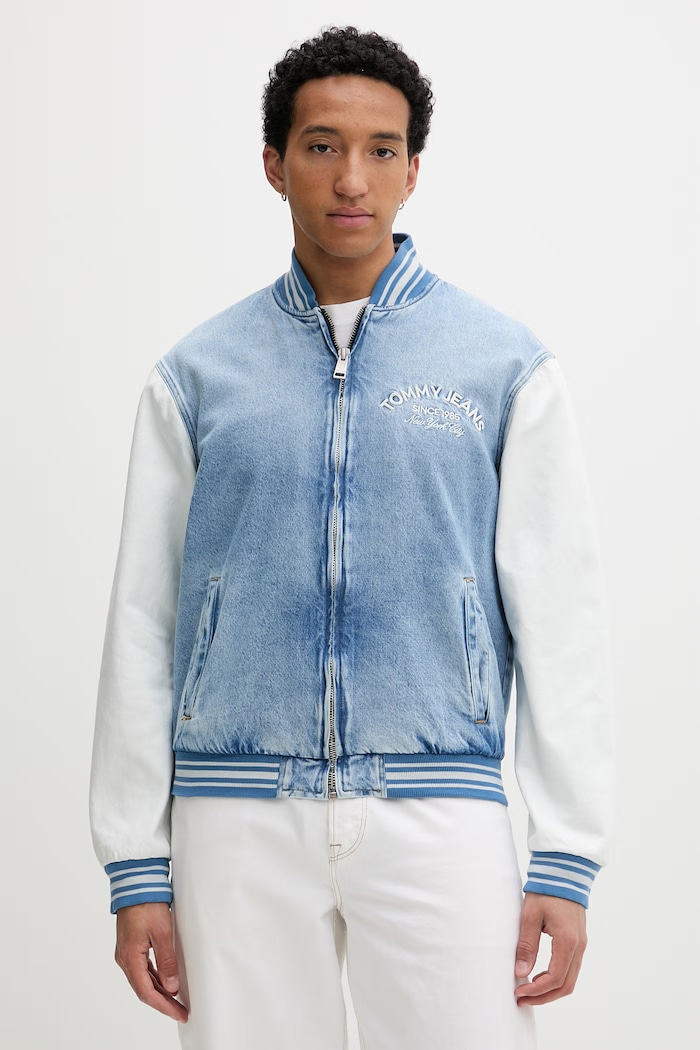 Tommy Jeans geacă bomber pentru bărbați, din bumbac albastru DM0DM22498