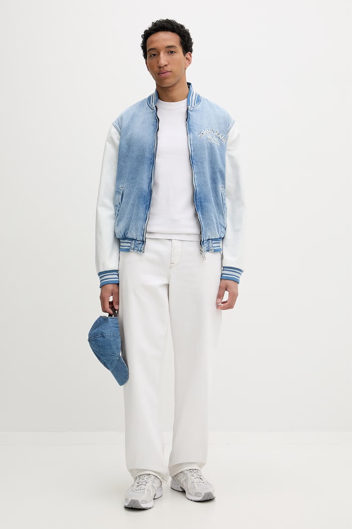 Tommy Jeans geacă bomber pentru bărbați, din bumbac DM0DM22498 albastru SS26