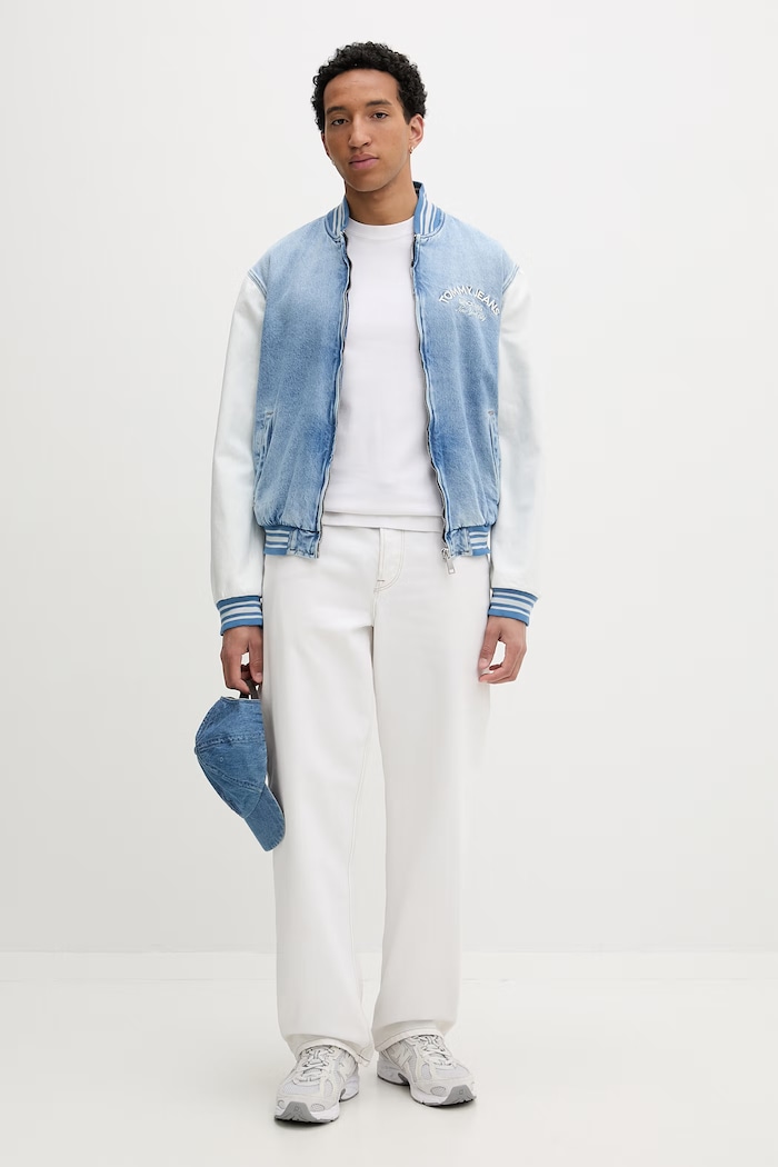 Tommy Jeans geacă bomber pentru bărbați, din bumbac DM0DM22498 albastru SS26
