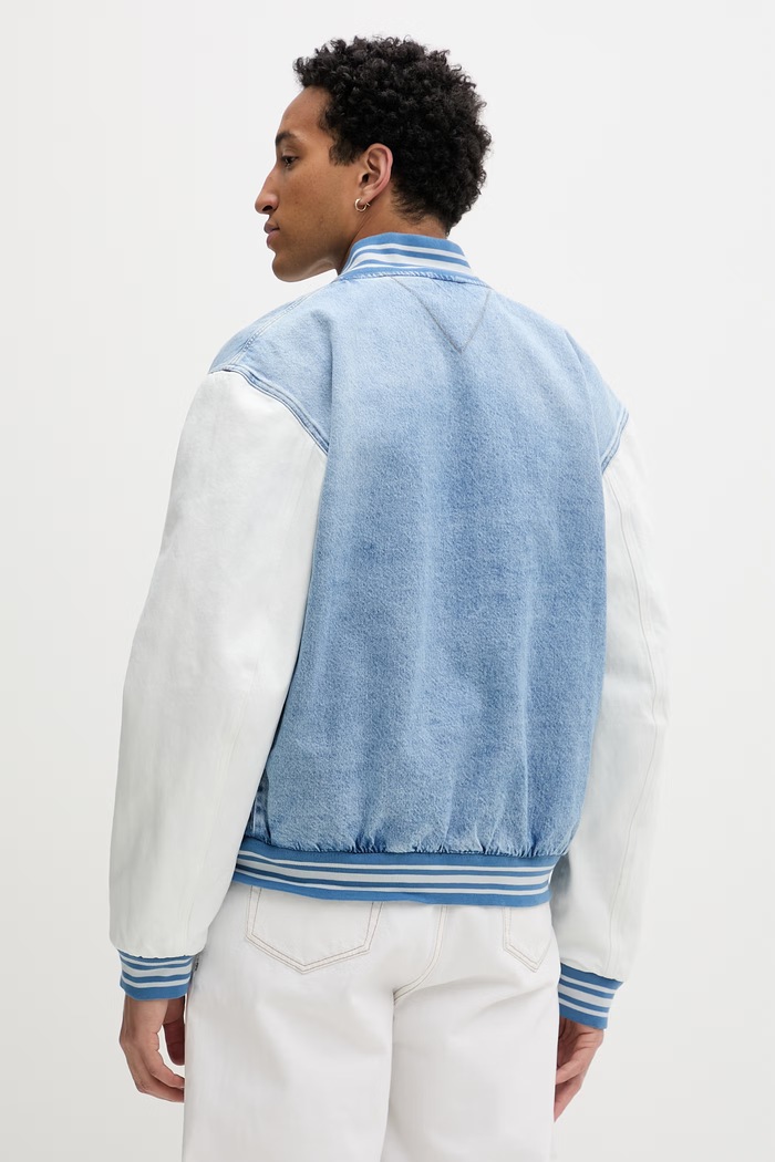 Îmbrăcăminte Tommy Jeans geacă bomber pentru bărbați, din bumbac DM0DM22498 albastru