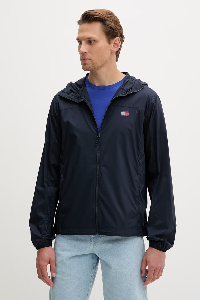 Tommy Jeans prechodná bunda pánska tmavomodrá DM0DM23112