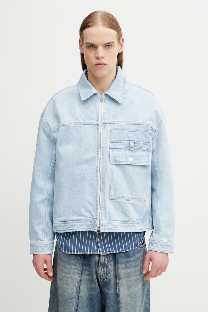 Maison Kitsuné kurtka jeansowa męska niebieski QM02106WD4022