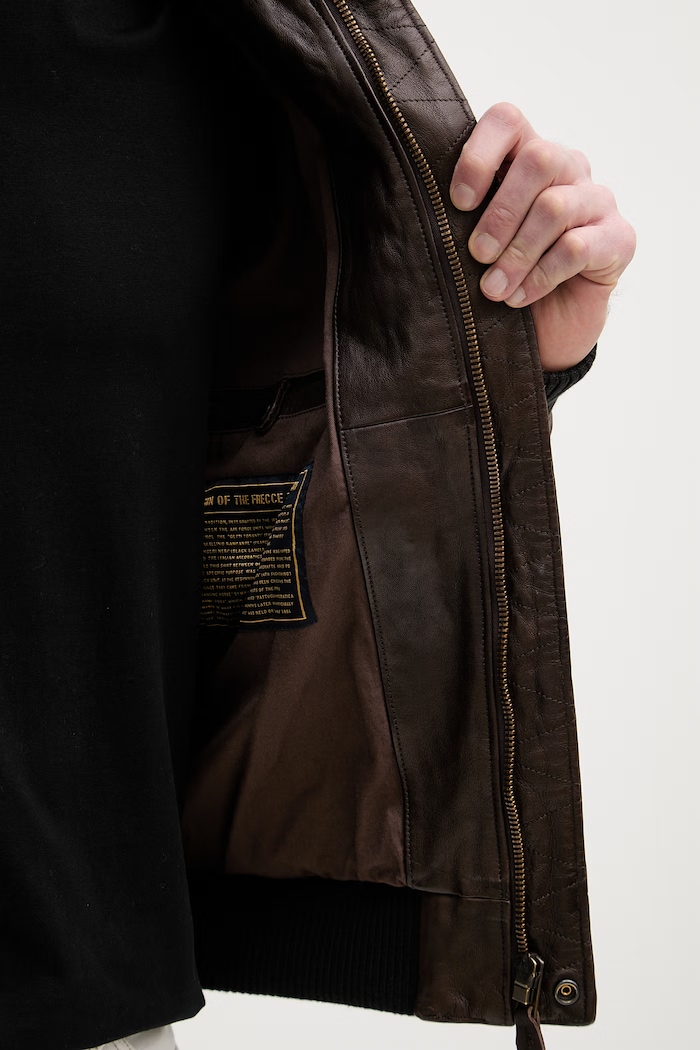 Aeronautica Militare kurtka skórzana PN5058U100839 brązowy
