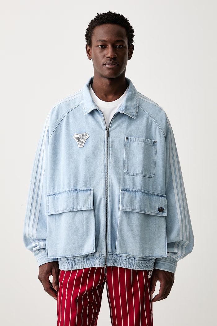 adidas Originals džínová bunda pánská bavlněná modrá KX4824