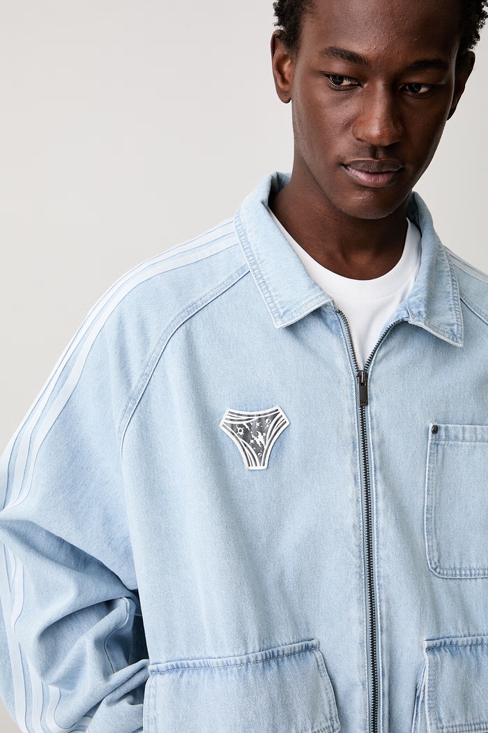 adidas Originals džínová bunda pánská bavlněná modrá KX4824