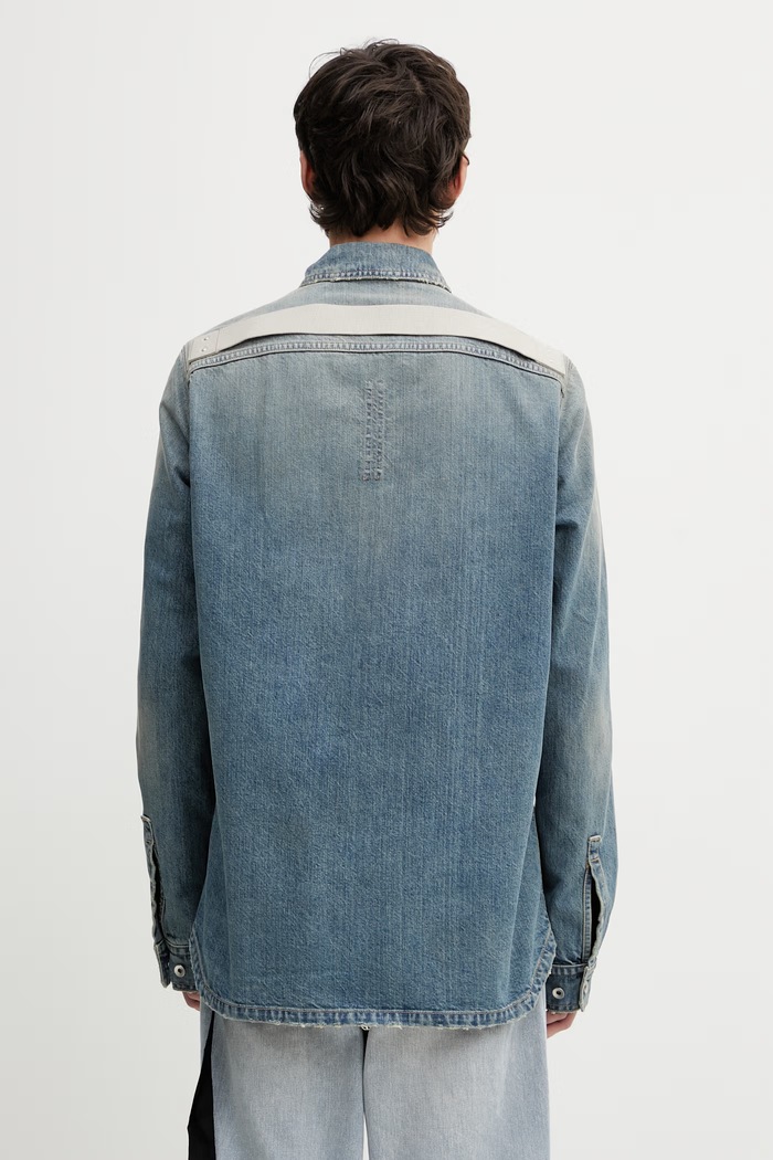 Odzież Rick Owens DRKSHDW kurtka jeansowa męska DU01F4755.DWB niebieski