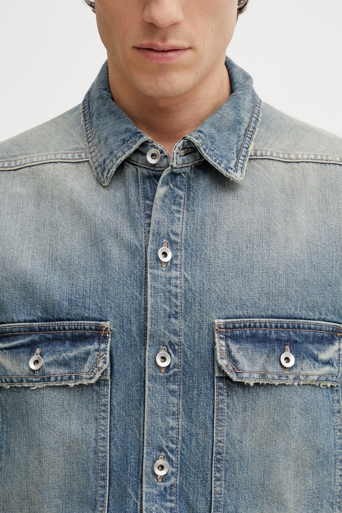 Rick Owens DRKSHDW kurtka jeansowa męska niebieski DU01F4755.DWB