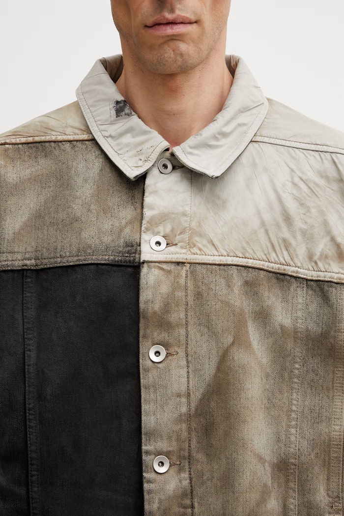 Rick Owens DRKSHDW Jumbo Worker krótka kurtka jeansowa męska DU01F4761.COMW1A brązowy