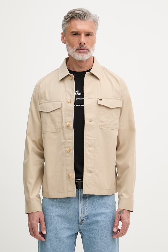Tommy Hilfiger kurtka przejściowa męska z bawełną beżowy MW0MW38712