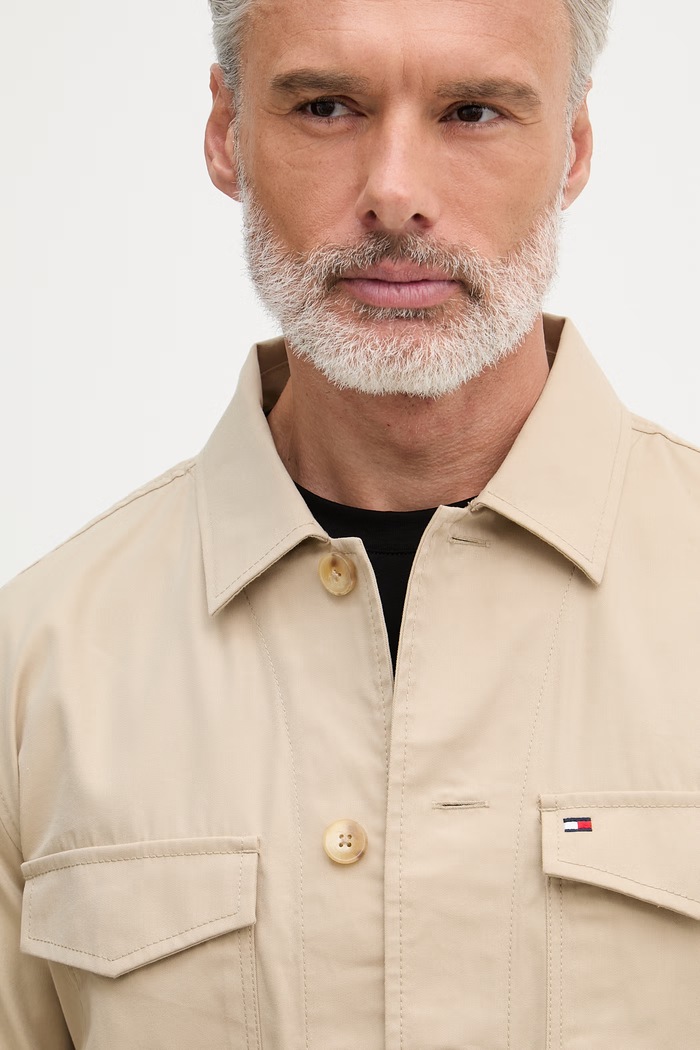 Tommy Hilfiger kurtka przejściowa męska z bawełną beżowy MW0MW38712