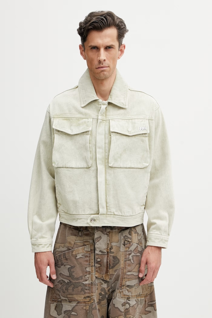 Filling Pieces Denim Jacket kurtka jeansowa bawełniana męska zielony 412660501136.302