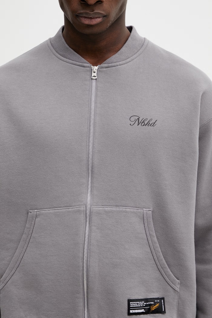 Pamučna dukserica NEIGHBORHOOD PLAIN SWEAT ZIP JACKET LS siva 252UWNH.CSM06