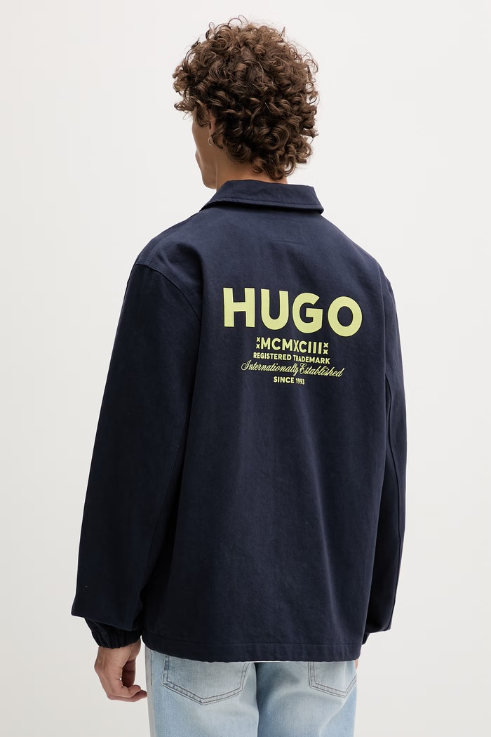 Oblečenie HUGO Blue krátka bunda pánska bavlnená Biyo262D1 50561998 tmavomodrá