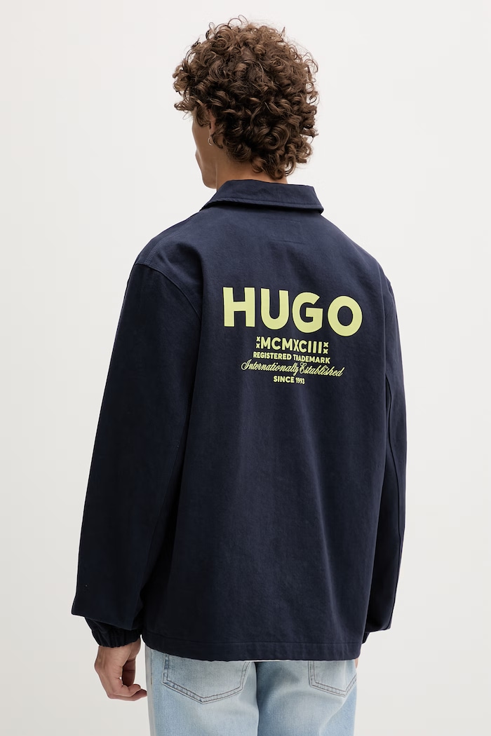Oblečenie HUGO Blue krátka bunda pánska bavlnená Biyo262D1 50561998 tmavomodrá